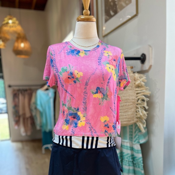LoveShackFancy NWT BeachRiot 🏝️ Summer Floral Top, Pink, Medium 💓 - Picture 7 of 8